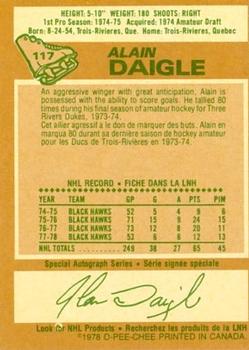 1978-79 O-Pee-Chee #117 Alain Daigle Back