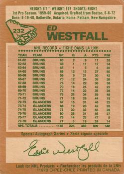 1978-79 O-Pee-Chee #232 Ed Westfall Back