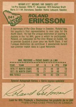 1978-79 O-Pee-Chee #241 Roland Eriksson Back