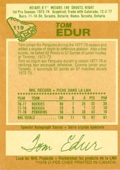 1978-79 O-Pee-Chee #119 Tom Edur Back