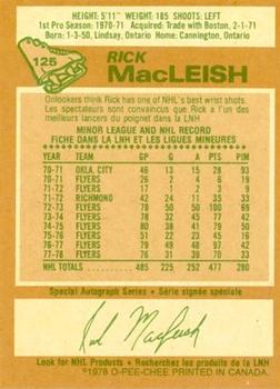 1978-79 O-Pee-Chee #125 Rick MacLeish Back