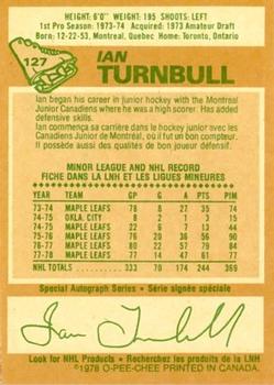 1978-79 O-Pee-Chee #127 Ian Turnbull Back