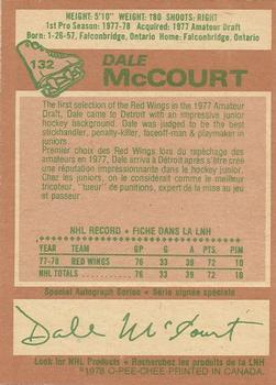 1978-79 O-Pee-Chee #132 Dale McCourt Back