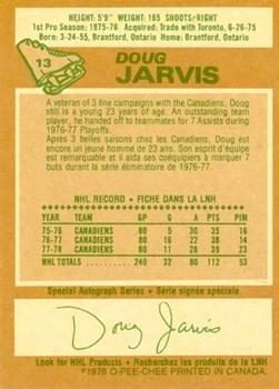 1978-79 O-Pee-Chee #13 Doug Jarvis Back