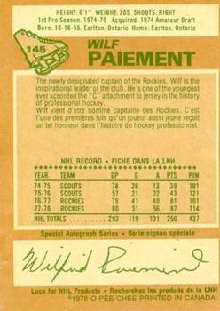 1978-79 O-Pee-Chee #145 Wilf Paiement Back