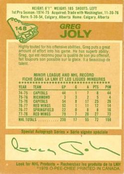 1978-79 O-Pee-Chee #148 Greg Joly Back