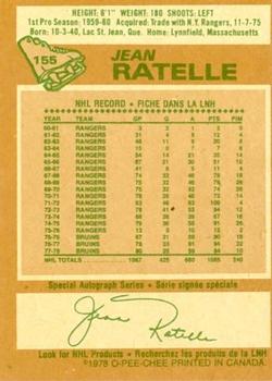1978-79 O-Pee-Chee #155 Jean Ratelle Back