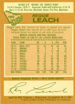 1978-79 O-Pee-Chee #165 Reggie Leach Back