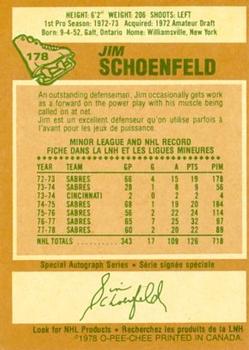 1978-79 O-Pee-Chee #178 Jim Schoenfeld Back