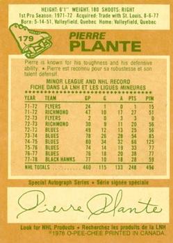 1978-79 O-Pee-Chee #179 Pierre Plante Back
