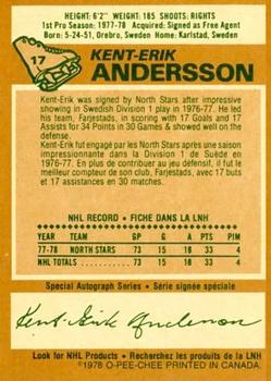 1978-79 O-Pee-Chee #17 Kent-Erik Andersson Back