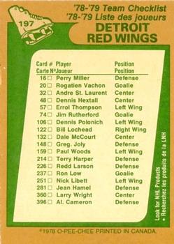 1978-79 O-Pee-Chee #197 Detroit Red Wings Back