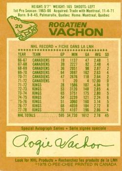 1978-79 O-Pee-Chee #20 Rogatien Vachon Back