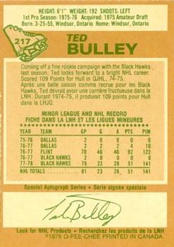 1978-79 O-Pee-Chee #217 Ted Bulley Back