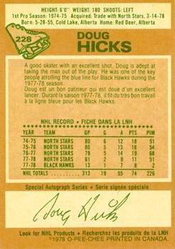 1978-79 O-Pee-Chee #228 Doug Hicks Back