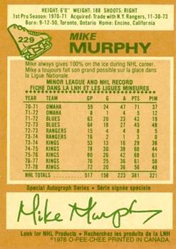 1978-79 O-Pee-Chee #229 Mike Murphy Back