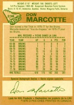 1978-79 O-Pee-Chee #236 Don Marcotte Back
