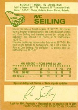 1978-79 O-Pee-Chee #242 Ric Seiling Back