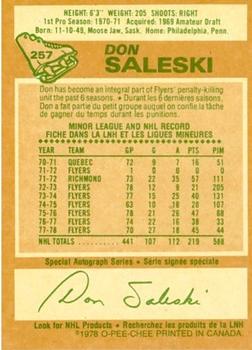 1978-79 O-Pee-Chee #257 Don Saleski Back
