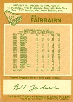 1978-79 O-Pee-Chee #267 Bill Fairbairn Back