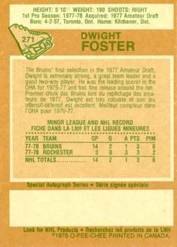 1978-79 O-Pee-Chee #271 Dwight Foster Back