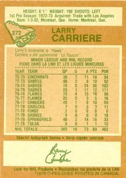 1978-79 O-Pee-Chee #272 Larry Carriere Back