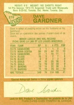 1978-79 O-Pee-Chee #278 Dave Gardner Back