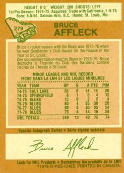 1978-79 O-Pee-Chee #279 Bruce Affleck Back