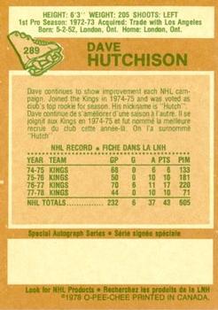 1978-79 O-Pee-Chee #289 Dave Hutchison Back