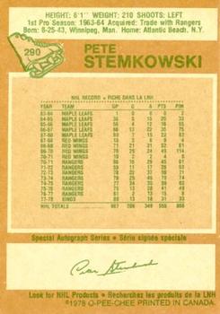 1978-79 O-Pee-Chee #290 Pete Stemkowski Back