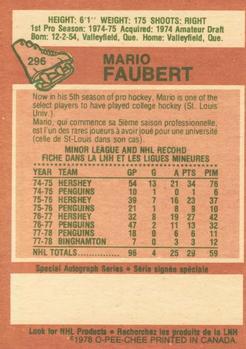 1978-79 O-Pee-Chee #296 Mario Faubert Back