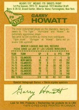 1978-79 O-Pee-Chee #29 Garry Howatt Back