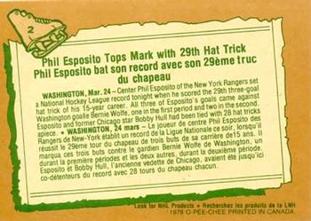 1978-79 O-Pee-Chee #2 Phil Esposito Back