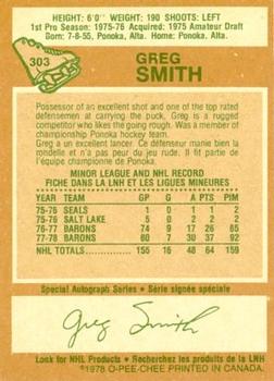 1978-79 O-Pee-Chee #303 Greg Smith Back
