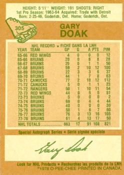 1978-79 O-Pee-Chee #305 Gary Doak Back