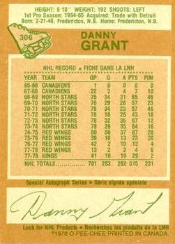 1978-79 O-Pee-Chee #306 Danny Grant Back
