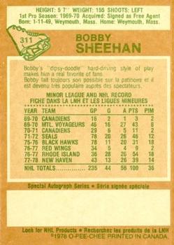 1978-79 O-Pee-Chee #311 Bobby Sheehan Back