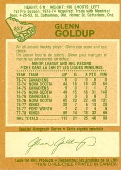 1978-79 O-Pee-Chee #337 Glenn Goldup Back