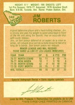 1978-79 O-Pee-Chee #342 Jim Roberts Back