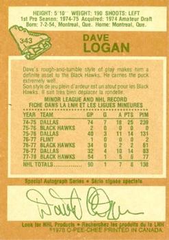 1978-79 O-Pee-Chee #343 Dave Logan Back