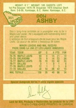 1978-79 O-Pee-Chee #351 Don Ashby Back