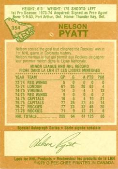 1978-79 O-Pee-Chee #354 Nelson Pyatt Back