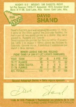 1978-79 O-Pee-Chee #356 David Shand Back