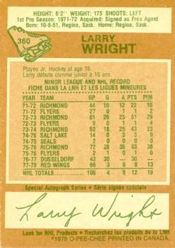 1978-79 O-Pee-Chee #360 Larry Wright Back