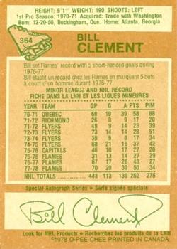 1978-79 O-Pee-Chee #364 Bill Clement Back