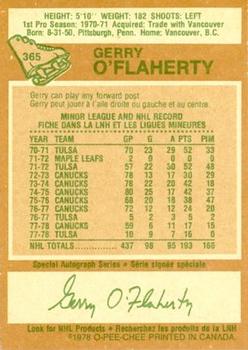 1978-79 O-Pee-Chee #365 Gerry O'Flaherty Back