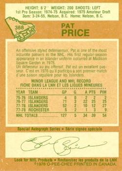 1978-79 O-Pee-Chee #368 Pat Price Back
