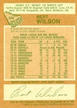 1978-79 O-Pee-Chee #369 Bert Wilson Back