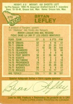 1978-79 O-Pee-Chee #370 Bryan Lefley Back