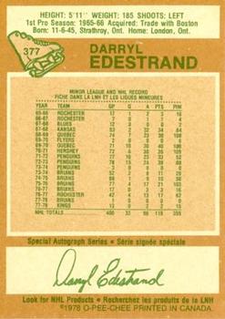 1978-79 O-Pee-Chee #377 Darryl Edestrand Back